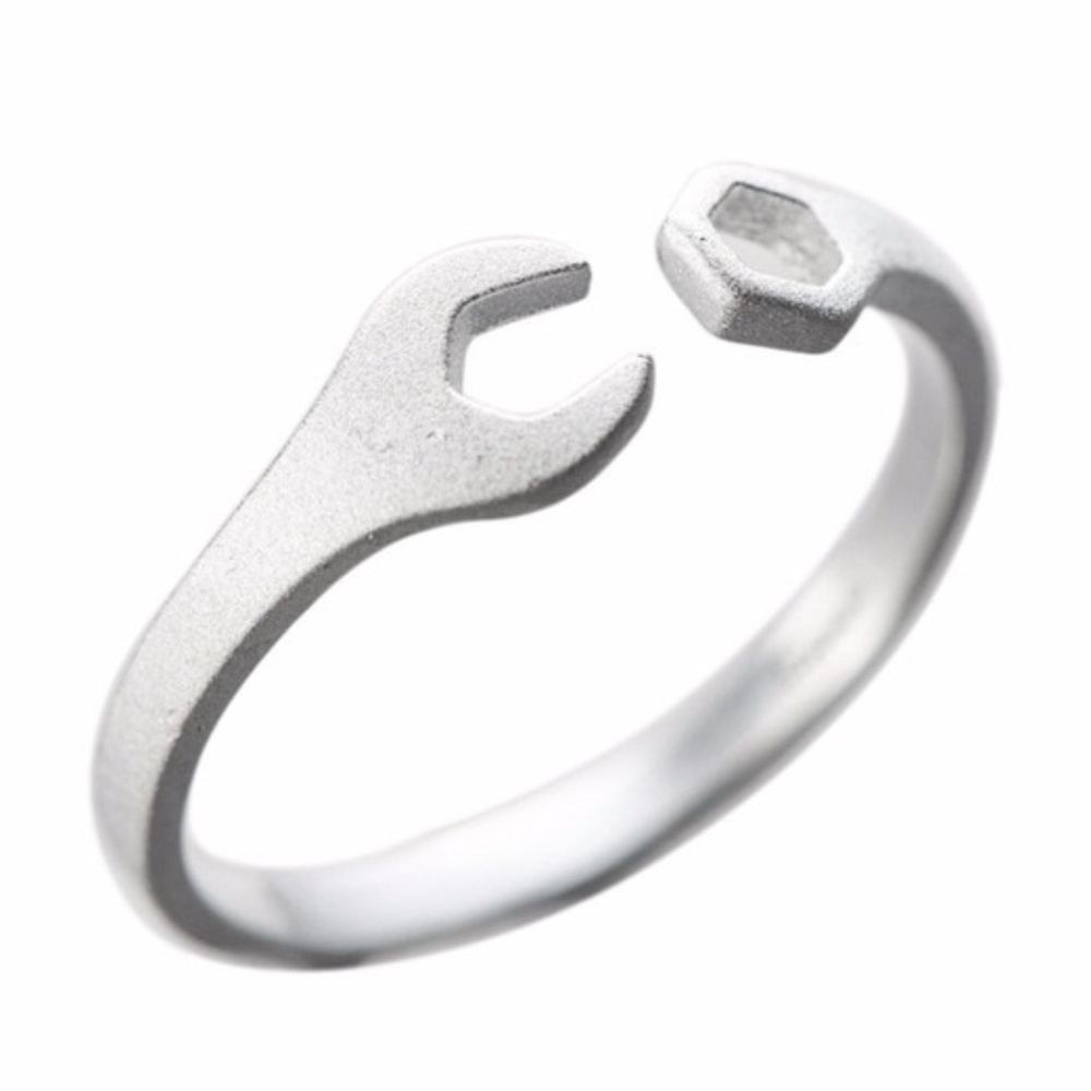 100% 925 Silver Open Adjustable Double Wrench Ring